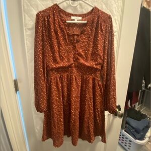 Calie Paris Orange/Red Ruffle Floral Dress